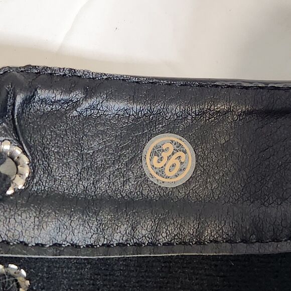 Gothic Punk Biker Patent Faux Leather Platform Wedge Boots Chain Buckle 36/6.5 - Picture 8 of 11